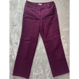 Talbots Corduroy Pants Womens 8 Purple Stretch Classic Retro Casual Workwear